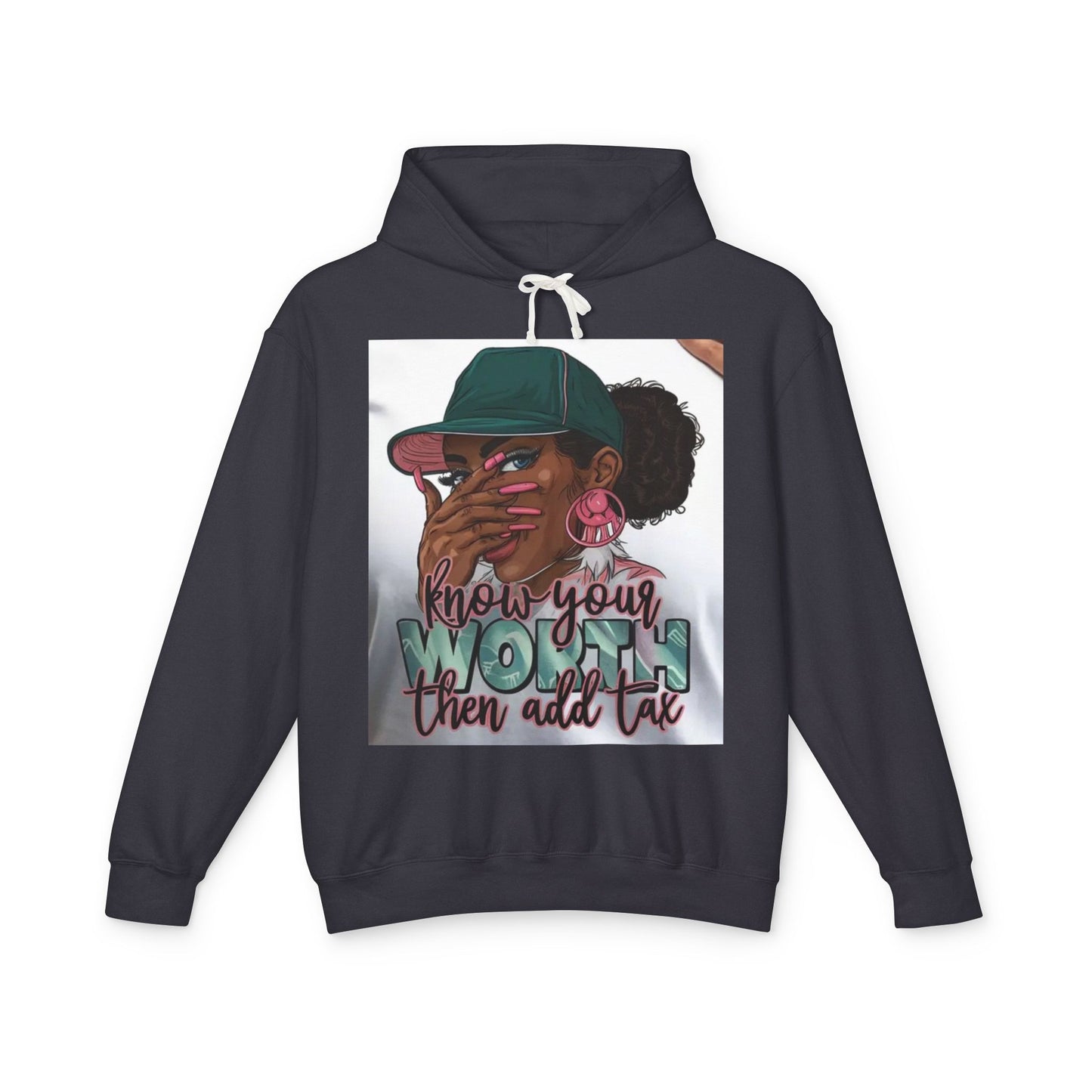 Know Your Worth Hooded Sweatshirt, Unisex Lightweight Hoodie, Casual Streetwear, Empowerment Apparel, Gift for Her, Inspirational Fashion