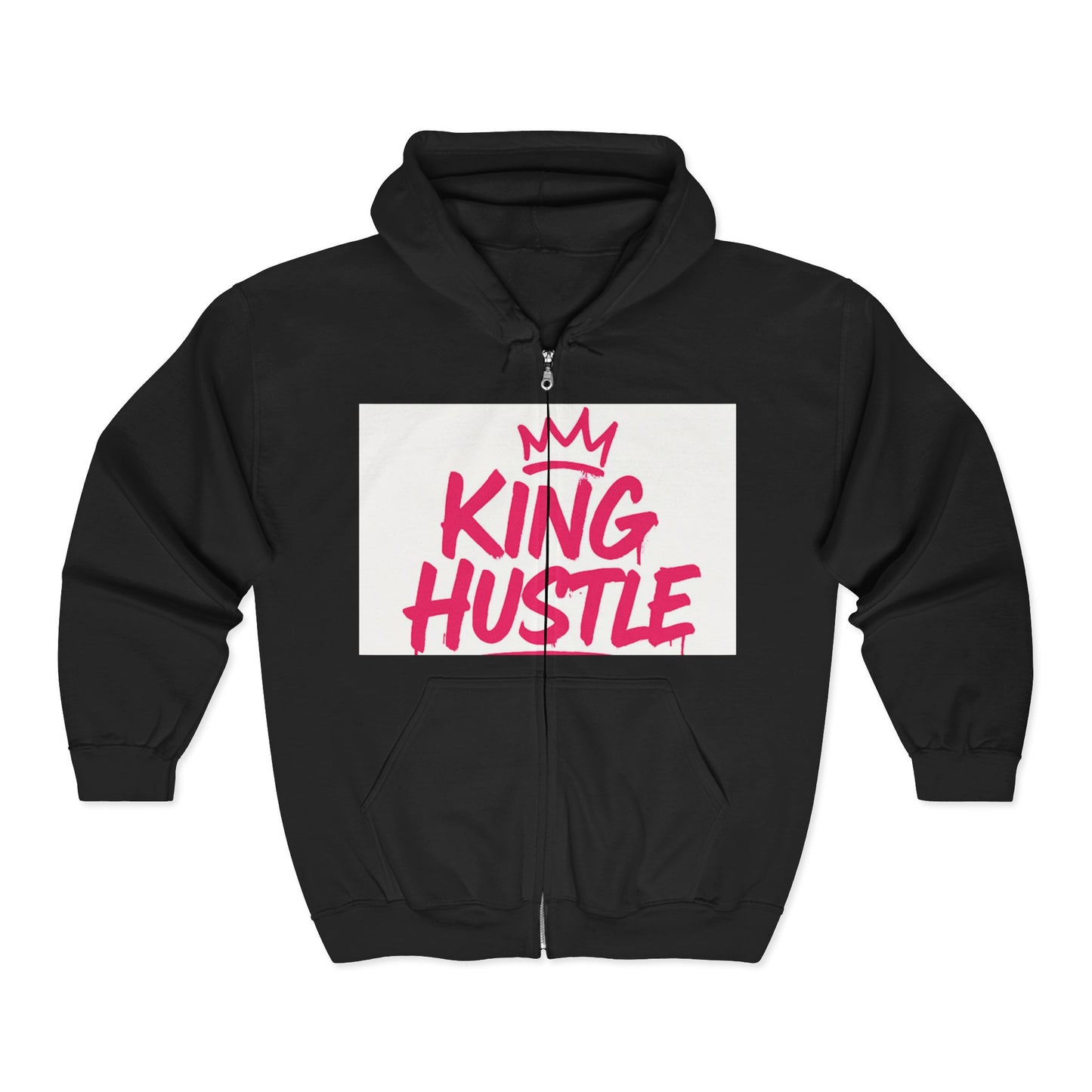 King Hustle Hoodie for Ambitious Individuals, Unisex Zip Sweatshirt, Motivational Gift, Casual Wear, Fitness Apparel, Best for Entrepreneurs