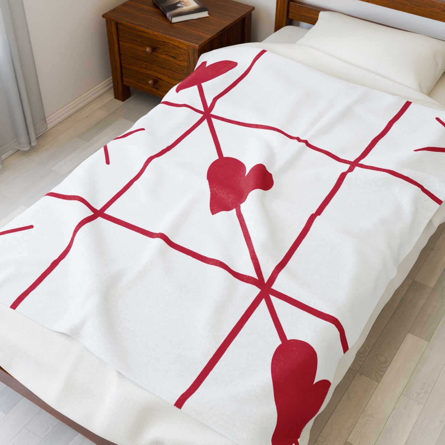 Cozy Heart-Tic-Tac-Toe Plush Blanket, Valentine's Day Gift, Soft Throw, Home Decor, Romantic Blanket, Snuggle Up!