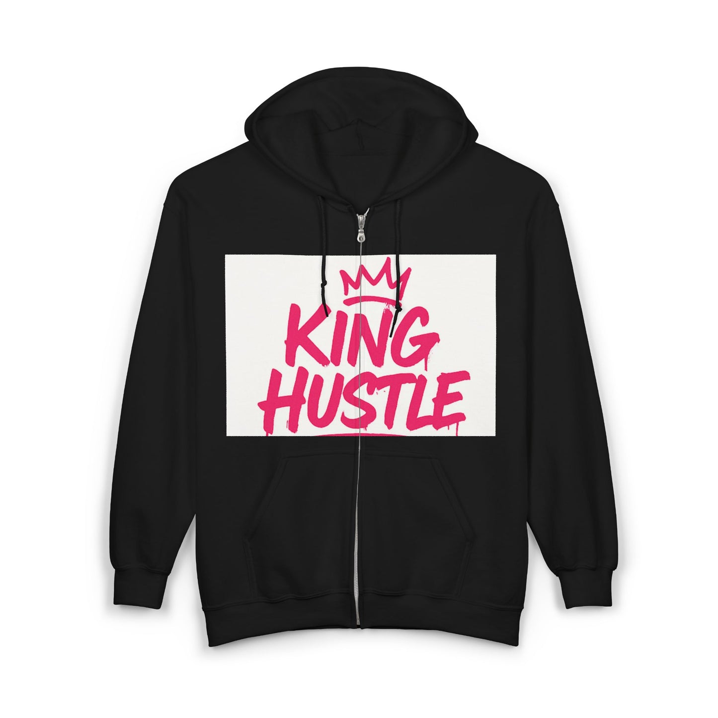 King Hustle Hoodie for Ambitious Individuals, Unisex Zip Sweatshirt, Motivational Gift, Casual Wear, Fitness Apparel, Best for Entrepreneurs