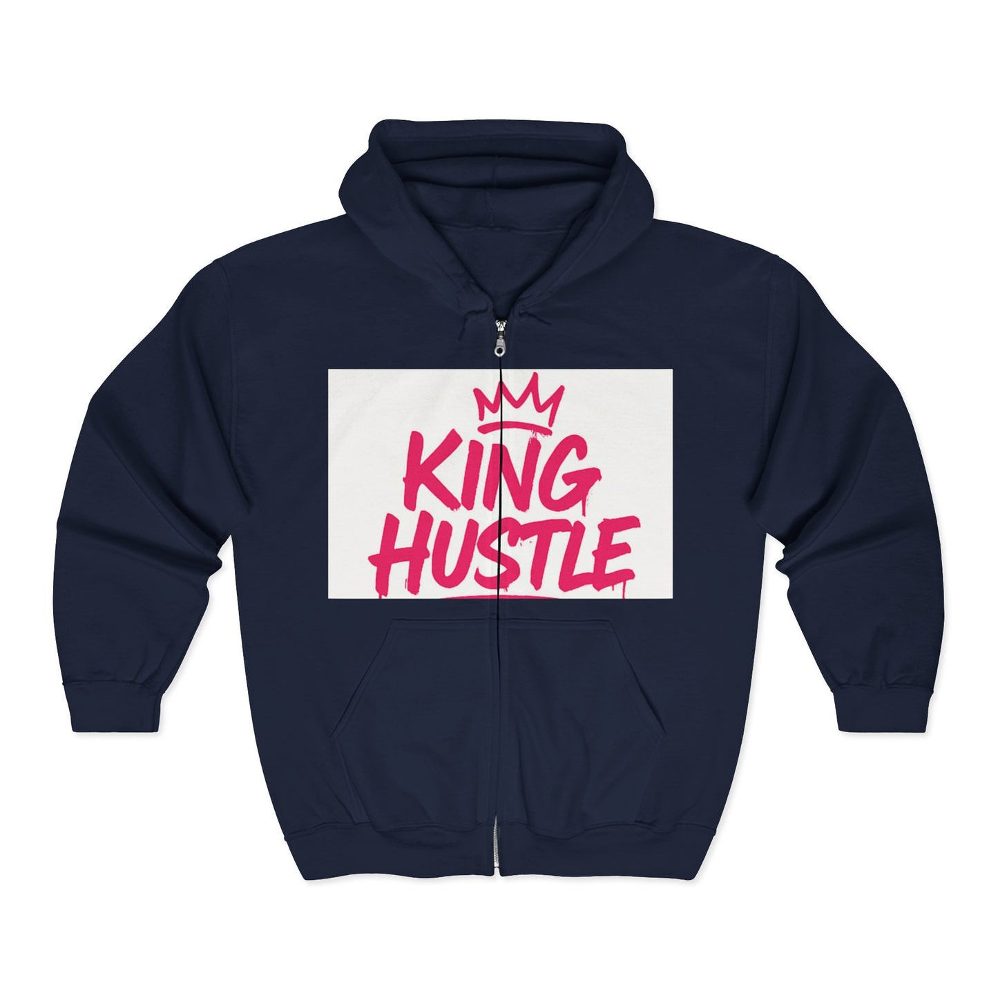 King Hustle Hoodie for Ambitious Individuals, Unisex Zip Sweatshirt, Motivational Gift, Casual Wear, Fitness Apparel, Best for Entrepreneurs
