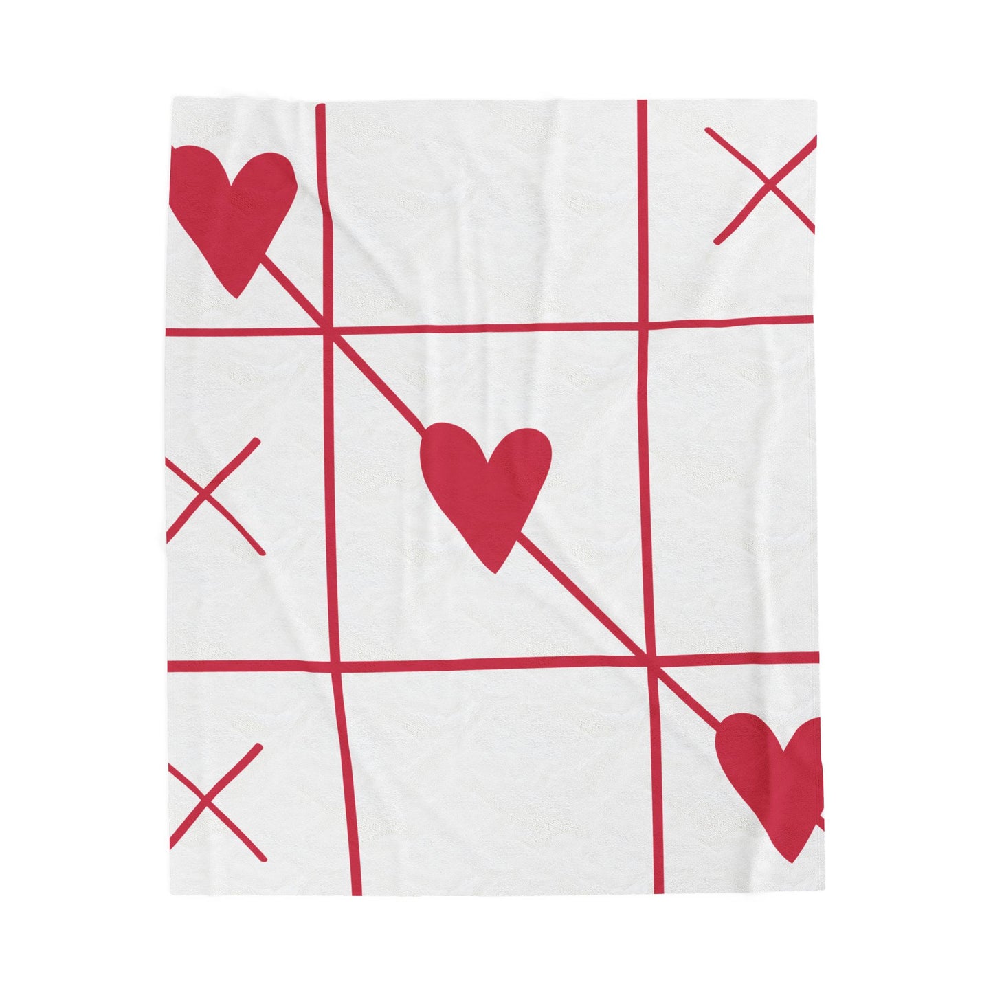Cozy Heart-Tic-Tac-Toe Plush Blanket, Valentine's Day Gift, Soft Throw, Home Decor, Romantic Blanket, Snuggle Up!