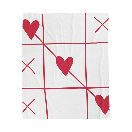 Cozy Heart-Tic-Tac-Toe Plush Blanket, Valentine's Day Gift, Soft Throw, Home Decor, Romantic Blanket, Snuggle Up!
