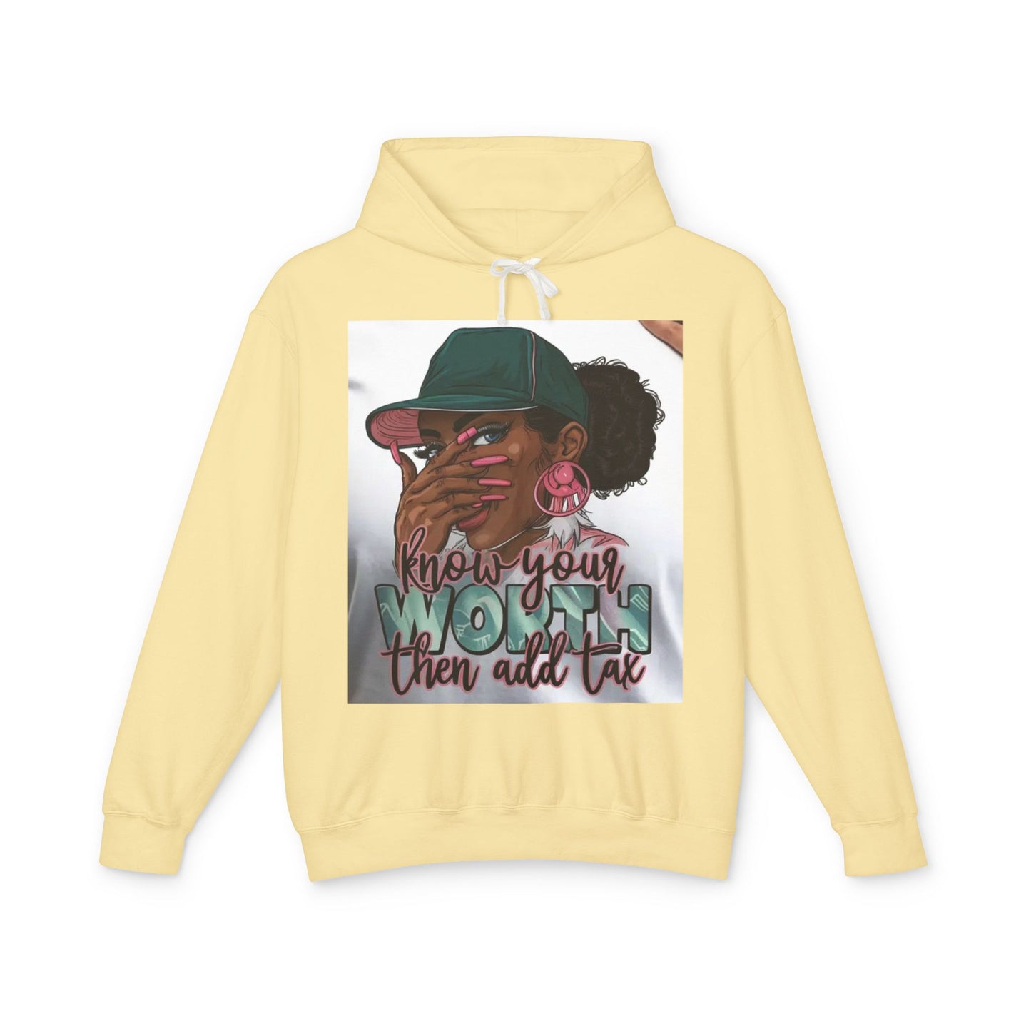 Know Your Worth Hooded Sweatshirt, Unisex Lightweight Hoodie, Casual Streetwear, Empowerment Apparel, Gift for Her, Inspirational Fashion