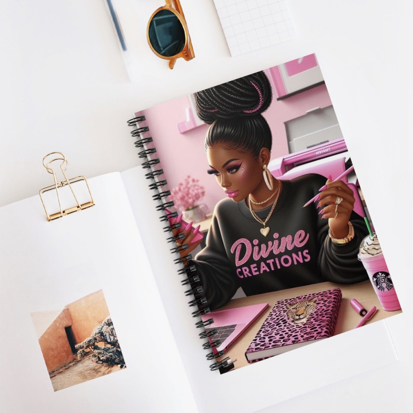 Glamorous Diva Spiral Notebook - Ruled Line, Trendy Journal for Women, Cute Note Pad, Gift for Her, Stylish School Supplies